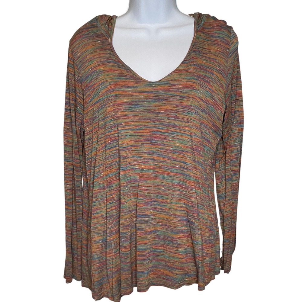 Miraclebody by Miraclesuit Womens Multi Color Striped Hooded Tunic Top‎ Size M